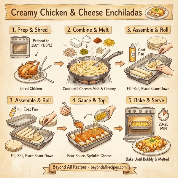 Creamy Chicken & Cheese Enchiladas instructions