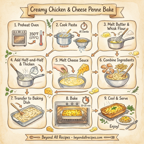 Creamy Chicken & Cheese Penne Bake instructions
