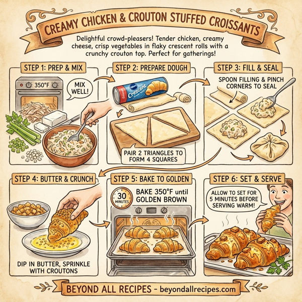 Creamy Chicken & Crouton Stuffed Croissants instructions