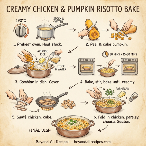 Creamy Chicken & Pumpkin Risotto Bake instructions