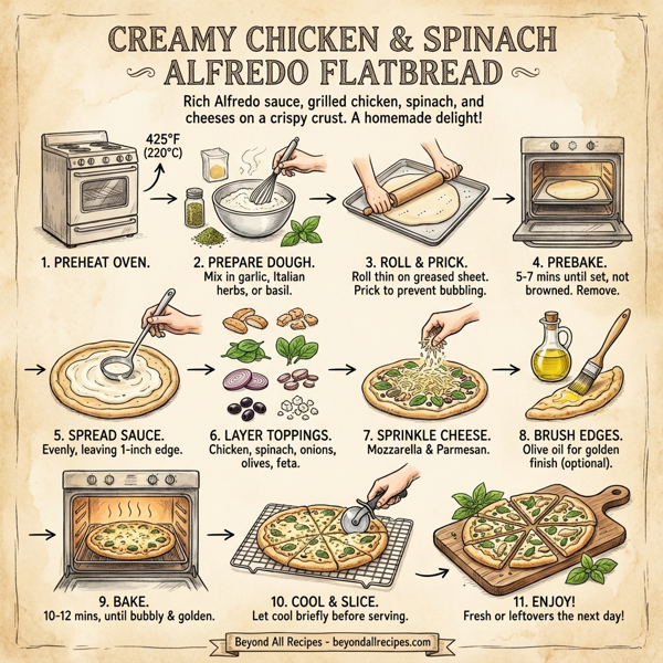 Creamy Chicken & Spinach Alfredo Flatbread instructions
