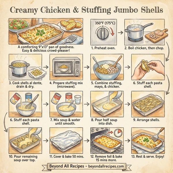 Creamy Chicken & Stuffing Jumbo Shells instructions