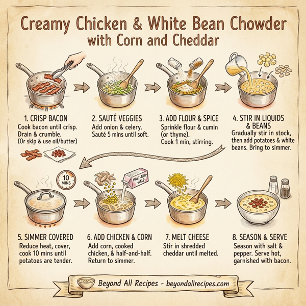 Creamy Chicken & White Bean Chowder with Corn and Cheddar instructions