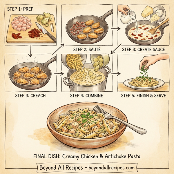 Creamy Chicken and Artichoke Pasta instructions