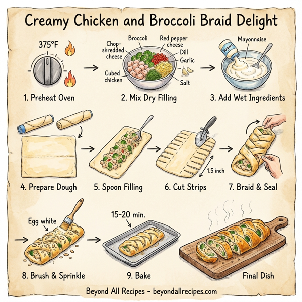 Creamy Chicken and Broccoli Braid Delight instructions