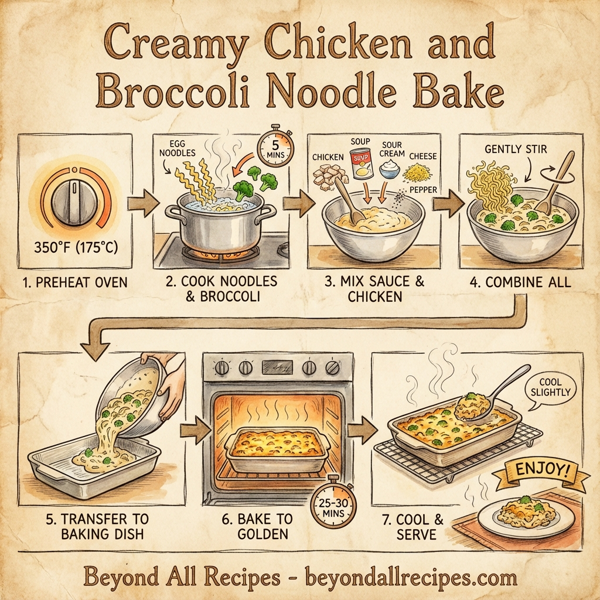 Creamy Chicken and Broccoli Noodle Bake instructions