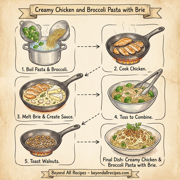 Creamy Chicken and Broccoli Pasta with Brie instructions