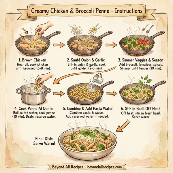 Creamy Chicken and Broccoli Penne instructions