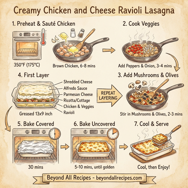 Creamy Chicken and Cheese Ravioli Lasagna instructions