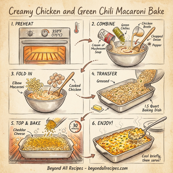 Creamy Chicken and Green Chili Macaroni Bake instructions