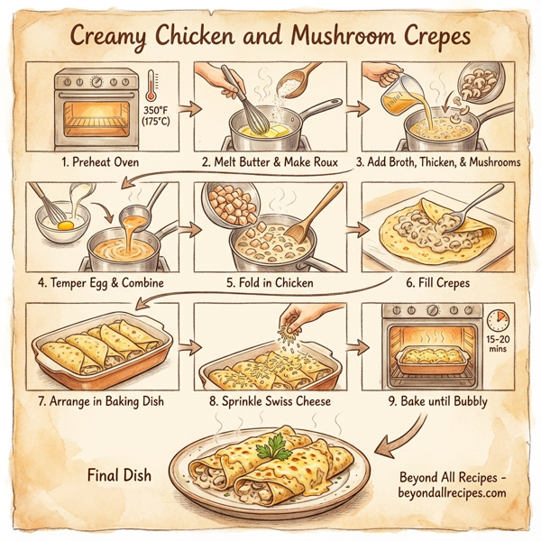 Creamy Chicken and Mushroom Crepes instructions