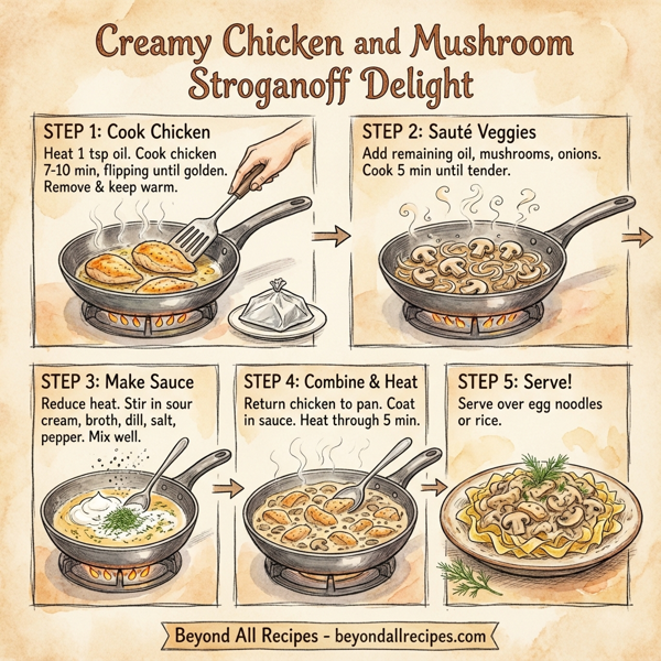 Creamy Chicken and Mushroom Stroganoff Delight instructions