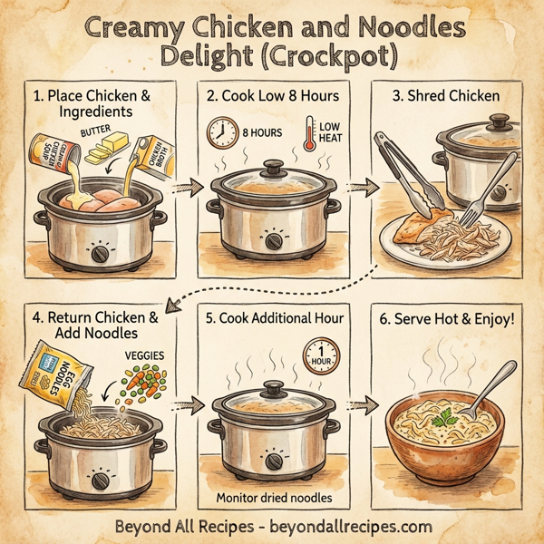 Creamy Chicken and Noodles Delight (Crockpot) instructions