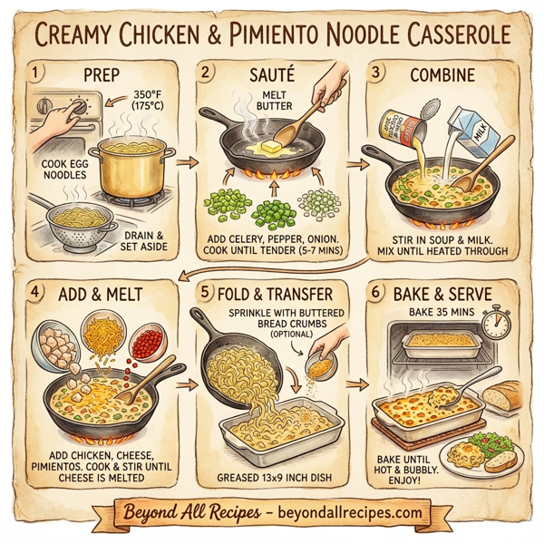 Creamy Chicken and Pimiento Noodle Casserole instructions