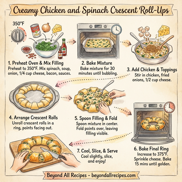 Creamy Chicken and Spinach Crescent Roll-Ups instructions