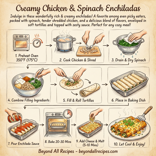 Creamy Chicken and Spinach Enchiladas instructions