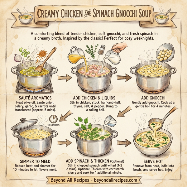 Creamy Chicken and Spinach Gnocchi Soup instructions