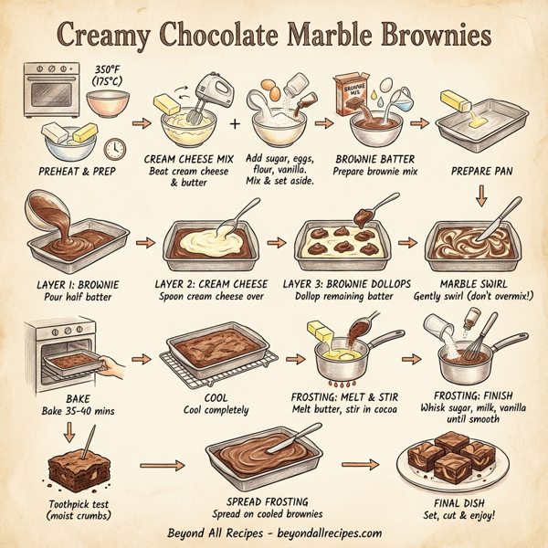 Creamy Chocolate Marble Brownies instructions