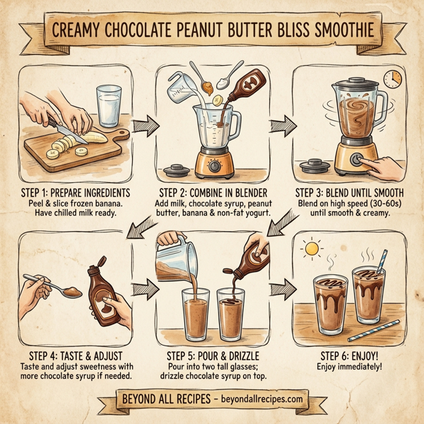 Creamy Chocolate Peanut Butter Bliss Smoothie instructions