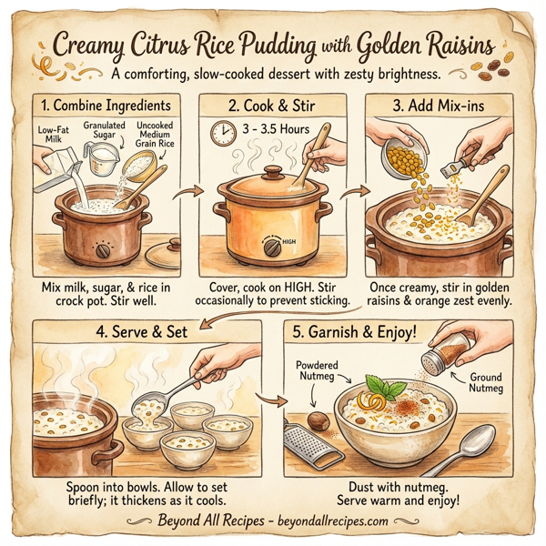 Creamy Citrus Rice Pudding with Golden Raisins instructions