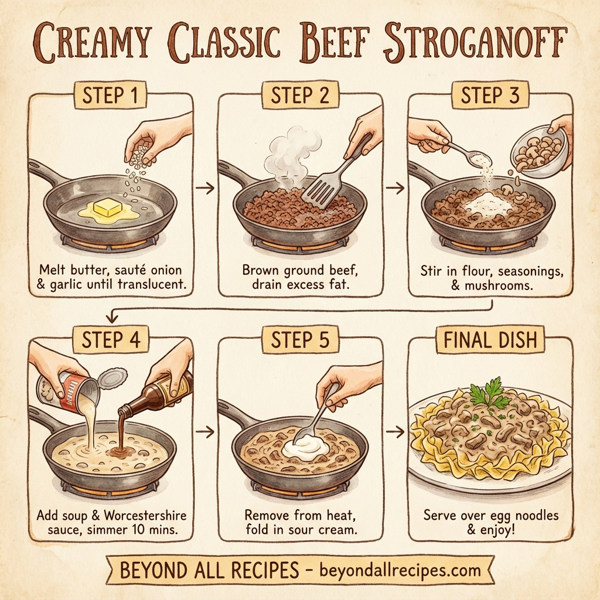 Creamy Classic Beef Stroganoff instructions