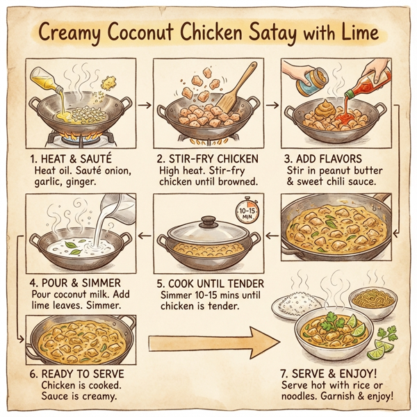 Creamy Coconut Chicken Satay with Lime instructions