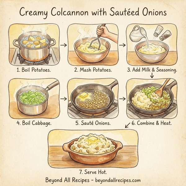Creamy Colcannon with Sautéed Onions instructions