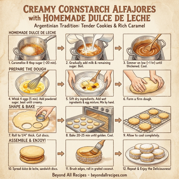 Creamy Cornstarch Alfajores with Homemade Dulce De Leche instructions