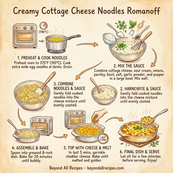 Creamy Cottage Cheese Noodles Romanoff instructions