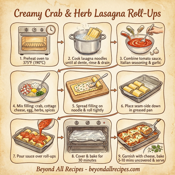 Creamy Crab & Herb Lasagna Roll-Ups instructions