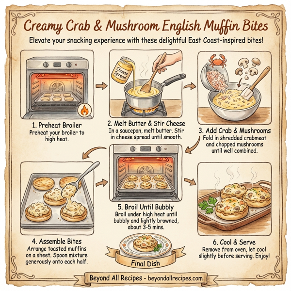 Creamy Crab & Mushroom English Muffin Bites instructions