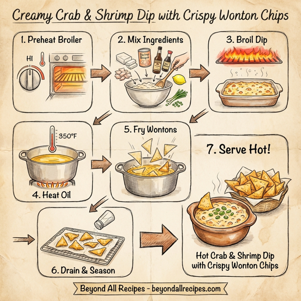 Creamy Crab & Shrimp Dip with Crispy Wonton Chips instructions