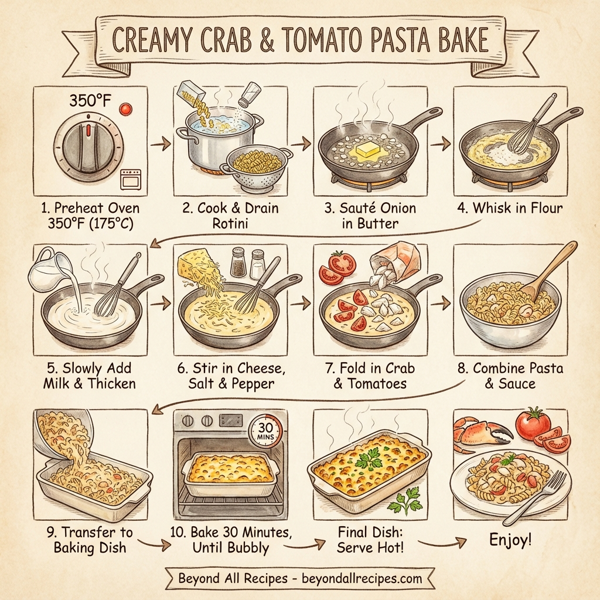 Creamy Crab & Tomato Pasta Bake instructions