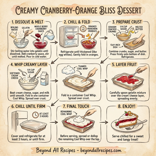 Creamy Cranberry-Orange Bliss Dessert instructions