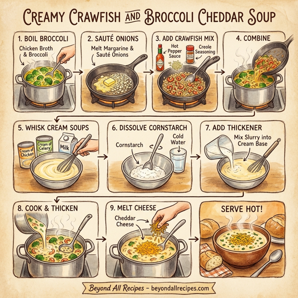 Creamy Crawfish and Broccoli Cheddar Soup instructions