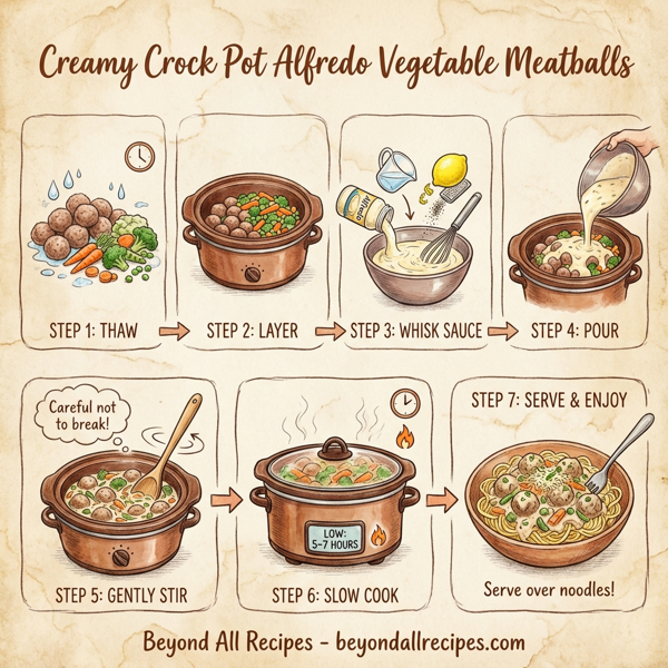 Creamy Crock Pot Alfredo Vegetable Meatballs instructions