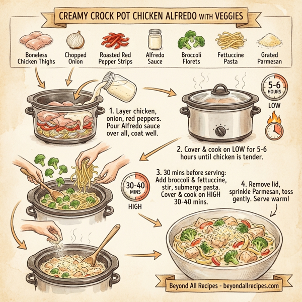 Creamy Crock Pot Chicken Alfredo with Veggies instructions