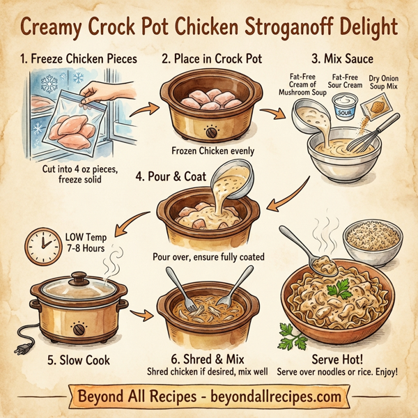 Creamy Crock Pot Chicken Stroganoff Delight instructions