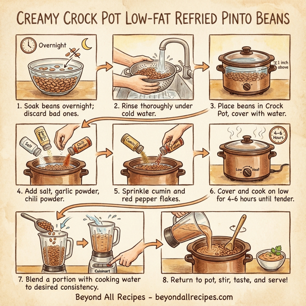 Creamy Crock Pot Low-Fat Refried Pinto Beans instructions