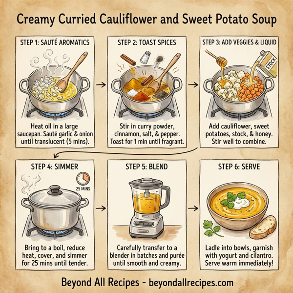 Creamy Curried Cauliflower and Sweet Potato Soup instructions