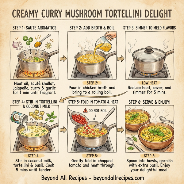 Creamy Curry Mushroom Tortellini Delight instructions