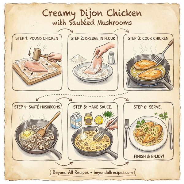 Creamy Dijon Chicken with Sautéed Mushrooms instructions