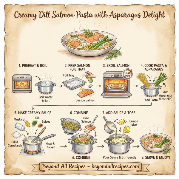 Creamy Dill Salmon Pasta with Asparagus Delight instructions