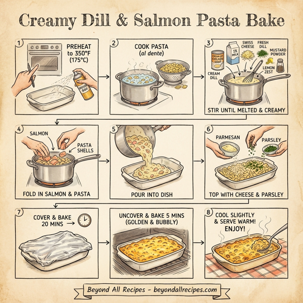 Creamy Dill & Salmon Pasta Bake instructions
