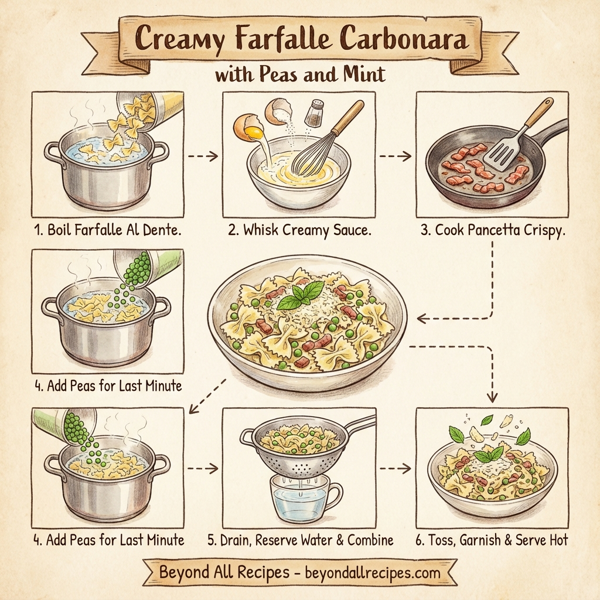 Creamy Farfalle Carbonara with Peas and Mint instructions