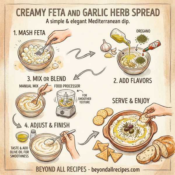 Creamy Feta and Garlic Herb Spread instructions