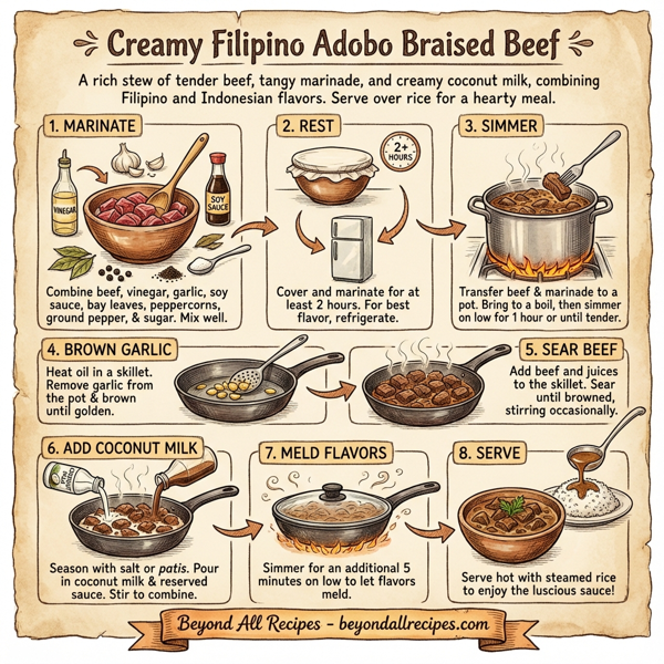 Creamy Filipino Adobo Braised Beef instructions