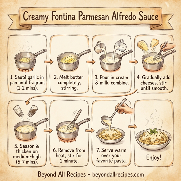 Creamy Fontina Parmesan Alfredo Sauce instructions