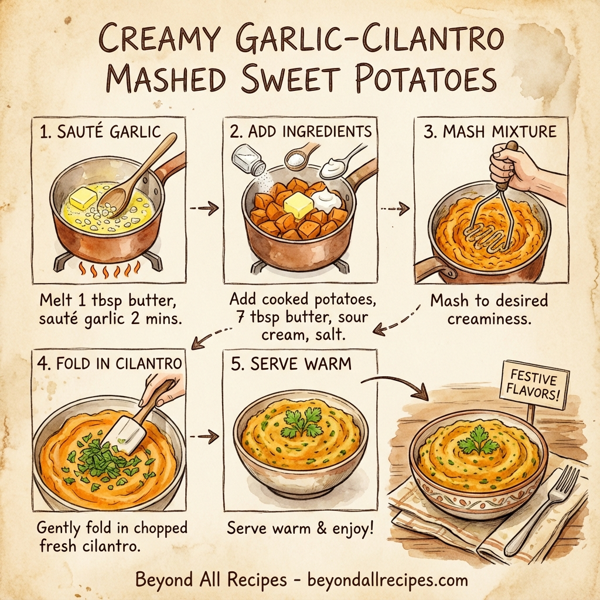 Creamy Garlic-Cilantro Mashed Sweet Potatoes instructions