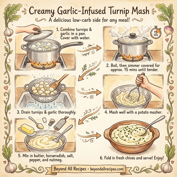 Creamy Garlic-Infused Turnip Mash instructions